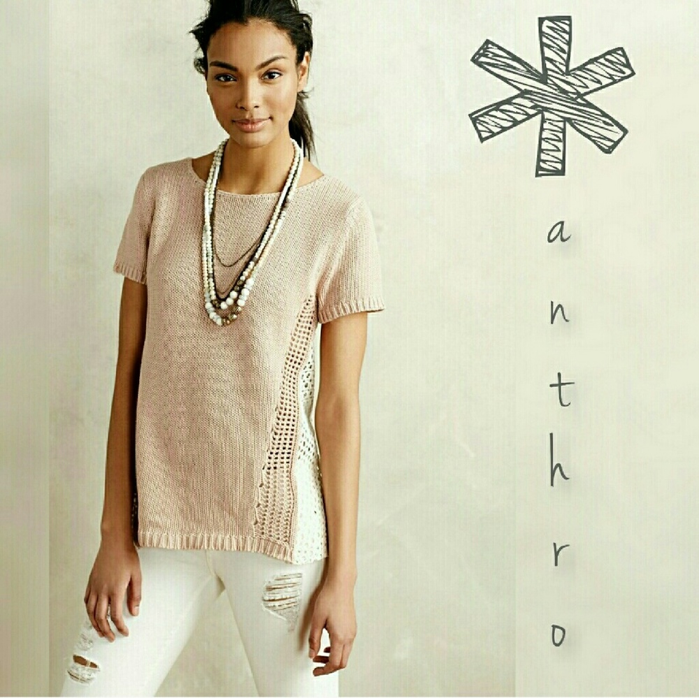 NWOT Anthropologie Madeira Eyelet back Sweater - Picture 2 of 7